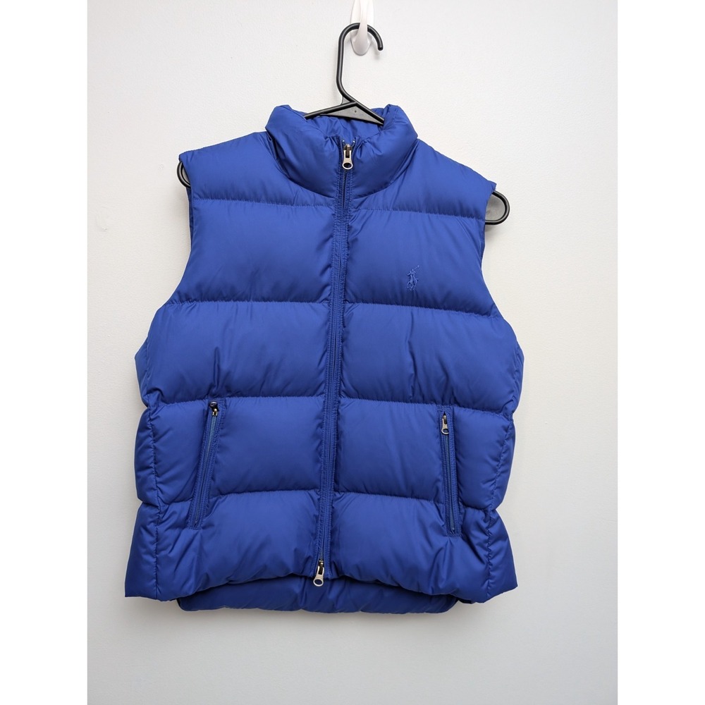 X2 Ralph Lauren Sport Vest Womens Small Blue Duck Down Puffer Quilted Full Zip